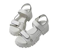 Sandali da donna Grandi Dimensioni Sandali spessi Confine del commercio estero Rotondo Piccolo Stile Casual Sandali Zeppa Scarpe Donna Nero, bianco, 42 EU