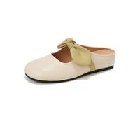 Sandali da Donna graziosi con Fiocco Rotondo Temperamento Scarpe da Cerimonia Abbigliamento Esterno Antiscivolo Fondo Piatto Versatili Eleganti Scarpe da Cerimonia comode Beige 40