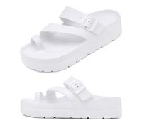 Sandali da donna in EVA con fibbia regolabile, Clip Toe Ring Straps-bianco, 40.5 EU