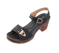 Sandali da donna in gomma estivi da donna, alla moda, robusti, ideali per avventure in città e viaggi, con suola flessibile e aspetto alla moda, per esplorazioni, sandali da donna, colore nero, piatti