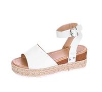 Sandali da donna in pelle, a piedi nudi, estivi, comodi, da trekking, vintage, da trekking, impermeabili, con suola piatta, bianco, 41 EU