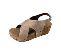 Sandali da donna in pelle con plateau ortopedici da donna con zeppa Pantofole Peeptoe Sandalette Slide Platform Sandalo Romano Vintage Estate Boemia Sandali da esterno, bianco, 39 EU