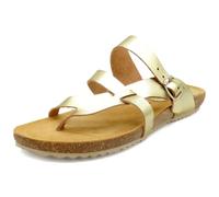 Sandali da donna in pelle con suola in sughero e plantare in vera pelle, realizzati in Spagna, oro champagne, 38 EU