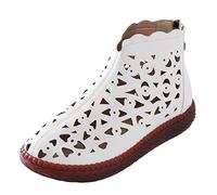 Sandali da donna in pelle, piatti, da donna, chiusi, per il tempo libero, traspiranti, da trekking, resistenti all'usura, leggeri, antiscivolo, con plateau, bianco, 41 EU