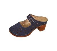 Sandali da donna in pelle plantare Slides da donna ortopedici infradito comode ed eleganti per escursioni, passeggiate, spiaggia, viaggi, perizoma a strisce, primavera ed estate, Blu, 43 EU