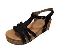 Sandali da donna in pelle sandali romani in pelle bohemien da donna con punta aperta, cinturino con fibbia, inclinato, suola spessa eleganti scarpe da donna sandali donna estate 2026 traspirante