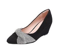 Sandali da donna in pelle Scarpe da donna, sandali con zeppa bohémien con fiocco di diamanti eleganti Scarpe da donna Sandalo da donna ortopedico leggero con supporto per arco plantare, Le Noir, 38.5