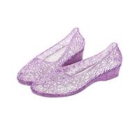 Sandali da donna in plastica morbida - Scarpe da gelatina Net Vamp Glitter Ballerina Slip-Ons scarpe piatte cave antiscivolo da spiaggia Bird-Nest ciabatte estive traspiranti, Lilla, 37 EU