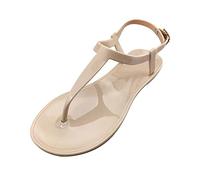 Sandali da donna, infradito da donna, in gomma, con cinturino alla caviglia, sandali con infradito in gelatina, sandali romani, estivi, suola morbida, sandali sportivi, scarpe da bagno, casual, beige