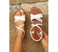 Sandali da donna intrecciati Gladiator Flat - Casual Open Toe Slingback Sandali estivi per spiaggia uso quotidiano