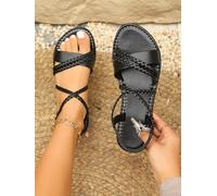 Sandali da donna intrecciati Gladiator Flat - Casual Open Toe Slingback Sandali estivi per spiaggia uso quotidiano