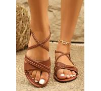 Sandali da donna intrecciati Gladiator Flat - Casual Open Toe Slingback Sandali estivi per spiaggia uso quotidiano