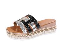 Sandali da donna leggeri con plateau, pantofole estive romane, comode, con punta aperta, design cavo, scarpe eleganti per attività all'aperto, alla moda, versatili, Nero , 39 EU