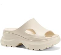 Sandali da Donna Leggeri con Punta Aperta, Modello Cloud Slide - Supporto per Larco Plantare, Antiscivolo, Comodi da Indossare in Spiaggia, sotto La Doccia E per Passeggiate Beige 8