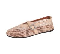 Sandali da donna Mary Jane, ballerine basse, comode, traspiranti, estive, antiscivolo, punta rotonda, eleganti, morbide, sportive, per le vacanze e la vita quotidiana, beige., 41 EU