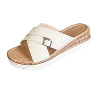 Sandali da donna moderni ChicEmbossed Platform Slides Criss Cross Open Toe Sandali con fibbia Decor per casual quotidiano Walking Travel, bianco, 37.5 EU