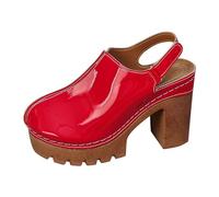 Sandali da donna ortopedici con supporto per arco plantare Slip-On punta chiusa zoccolo comodo da donna sandali estivi da passeggio più scarpe ortopediche traspiranti 2026, Rosso, 36.5 EU