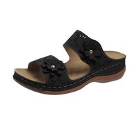 Sandali da donna ortopedici da donna, con motivo floreale, piattaforma, suola spessa, zeppa, pantofole da bagno, tacchi alti, scarpe da giardino, Nero , 38 EU