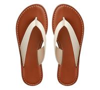 Sandali da donna pantofole estive nuove grandi dimensioni zeppa cava da donna semplici infradito fondo piatto casual ortopedico, bianco, 37 EU