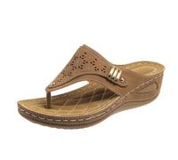 Sandali da Donna Piattaforma Cava Fuori Slip On Scarpe in Schiuma di Memoria Piattaforma Fashion Estate a Piedi Flip Flops(Brown,35 EU)