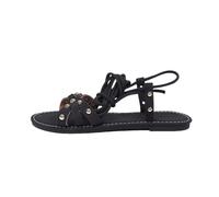 Sandali da donna piatti con lacci e lacci avvolgenti intorno al gladiatore, sandali alti al ginocchio, traspiranti, con punta aperta, sandali piatti gladiatore con cinturino regolabile di grandi