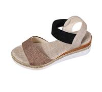 Sandali da donna piatti con plateau da donna, estivi, con bocca di pesce, sandali da spiaggia, sandali alla moda, grandi dimensioni, sandali per il tempo libero, sandali piatti, Light Ashy, 35 EU