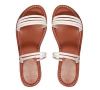 Sandali da donna piatti da donna, casual, senza lacci, punta aperta, vestibilità larga, estivi, versatili, all'aperto, viaggi, passeggiate, escursioni, tiro, scarpe leggere e comode, bianco, 38 EU