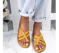 Sandali da Donna Piatti per Alluce Valgo, Estivi, con Punta Aperta, Comodi Sandali con Plateau, Zeppe in Pelle, Infradito, Sandali Ortopedici per La Correzione delle Dita dei Piedi Co, 003, 41EU