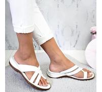 Sandali da Donna Piatti per Alluce Valgo, Estivi, con Punta Aperta, Comodi Sandali con Plateau, Zeppe in Pelle, Infradito, Sandali Ortopedici per La Correzione delle Dita dei Piedi Co, 002, 41EU