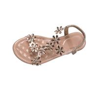 Sandali da donna piatti trasparenti con strass fiore strappy scarpe estive da donna con cristalli scintillanti slingback bohémien sandali da spiaggia aperti, Rosso, 38.5 EU