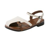 Sandali da donna Primavera Estate e Autunno Punta Chiusa Regolabile Retro Moda Casual Fondo Piatto Scarpe da Donna Romana Sandali Casual Moda Estate, bianco, 4 UK 3X-Narrow