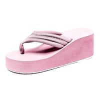 Sandali da donna, sandali con infradito da donna, comodi sandali con plateau aperti, per interni ed esterni, casual, estivi, da spiaggia, leggeri, Colore: rosso, 35 EU