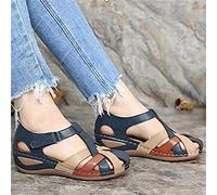 Sandali da Donna Sandali con Zeppa Estivi Casual Sandali Comodi con Gancio e Anello Ricamati Sandali Piatti Atletici Estivi Scarpe da Passeggio,Blu,US9/EU41