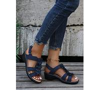 Sandali da Donna Sandali Infradito retrò Scarpe da Spiaggia Romane Sandalo Leopardato Mucche Scarpe A Punta Aperta Estate Casa All'aperto Scarpe Basse Casual Infradito Pantofola,Blu,US11/EU43