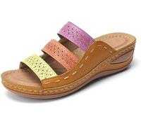 Sandali da Donna Sandali Piatti Estivi Casual Sandali Comfort abbinati ai Colori con Supporto per Arco Sandali da Passeggio Estivi da Donna Sandali Romani