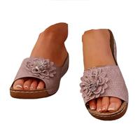 Sandali da donna senza lacci alla moda ortotici da donna leggeri con cuscino spesso pantofole comode supporto arco zeppa bassa piattaforma elegante punta aperta fiore camminare scarpe estive casual, S