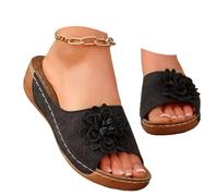 Sandali da donna senza lacci alla moda ortotici da donna leggeri con cuscino spesso pantofole comode supporto arco zeppa bassa piattaforma elegante punta aperta fiore camminare scarpe estive casual, S