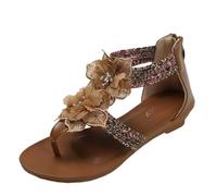 Sandali da donna senza lacci, sandali piatti infradito infradito sandali estivi casual, Marrone, 42 EU