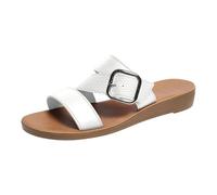 Sandali da donna senza schienale con zeppa bassa e punta aperta, ciabatte da spiaggia da donna, vestibilità larga, leggere, con fibbia regolabile, traspiranti, antiscivolo, estive, comode scarpe con