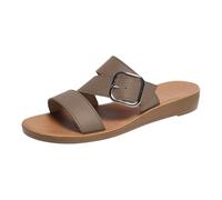 Sandali da donna senza schienale con zeppa bassa e punta aperta, ciabatte da spiaggia da donna, vestibilità larga, leggere, con fibbia regolabile, traspiranti, antiscivolo, estive, comode scarpe con