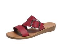 Sandali da donna senza schienale con zeppa bassa e punta aperta, ciabatte da spiaggia da donna, vestibilità larga, leggere, con fibbia regolabile, traspiranti, antiscivolo, estive, comode scarpe con