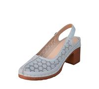 Sandali da Donna Slingback Tacco Blocco, Tacchi Piattaforma Taglio Dita Chiusa, Comodo Cinturino della Caviglia Regolabile Scarpe estive per l'indossamento Casual,Grigio,37