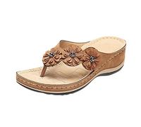 Sandali da donna Slip On Dressy Summer Flat Beach Gladiator Ladies 2025 Vintage Spring Slide Wedding Trendy Flip Flops Zeppa Comfort Falt Estate 2025 Comodi Sandali piatti da donna estivi, Marrone