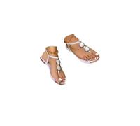 Sandali da donna T-Strap Open Toe Casual Estate Boho Sandali da spiaggia Scarpe romane Estate Strass Fiore Spiaggia Infradito da donna infradito da donna Elastico T-Strap Scarpe Boemia Fit Vacanza