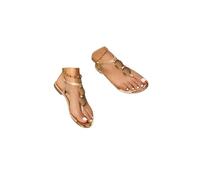 Sandali da donna T-Strap Open Toe Casual Estate Boho Sandali da spiaggia Scarpe romane Estate Strass Fiore Spiaggia Infradito da donna infradito da donna Elastico T-Strap Scarpe Boemia Fit Vacanza