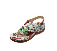 Sandali da donna Taglia 5 Casual Hollow Side Belt Buckle Flat Bottom Roman Shoes con Toe Post Sandali estivi da donna Taglia 6 UK Donna Moda Appartamenti 2025, bianco, 5 UK 3X-Narrow