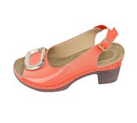Sandali da donna taglia 5 da donna estivi bocca di pesce cava una linea fibbia grande da donna spesso tacco alto casual 6, Rosso, 5.5 UK 3X-Narrow