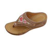 Sandali da donna taglia 5 scarpe estive da donna per le donne Regno Unito Nuova Europa e stile USA cuciture semplici pendenza cava con clip in PU pantofole piede, Marrone, 38.5 EU