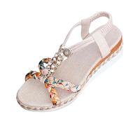 Sandali da donna taglia 6 da donna con zeppa estate traspirante antiscivolo scarpe e punta aperta tacco piattaforma comodo semi rimorchio pelle perla, bianco, 37.5 EU