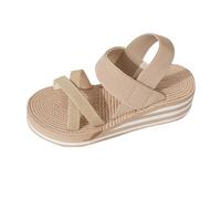 Sandali da donna taglia 6 da donna estate comode pantofole aperte piedi larghi chic elegante slingback corda zeppa tacco donna, Beige, 38 EU